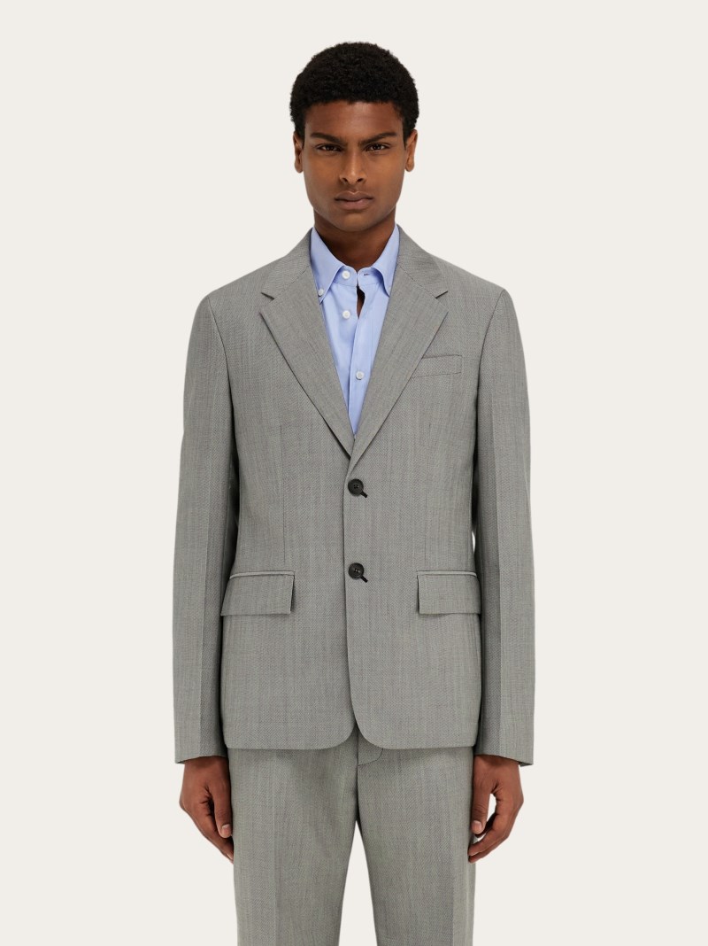 Ferragamo | Men's Single Breasted Blazer - Grey Marl