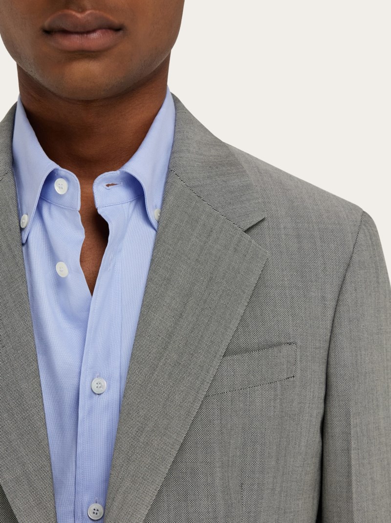 Ferragamo | Men's Single Breasted Blazer - Grey Marl