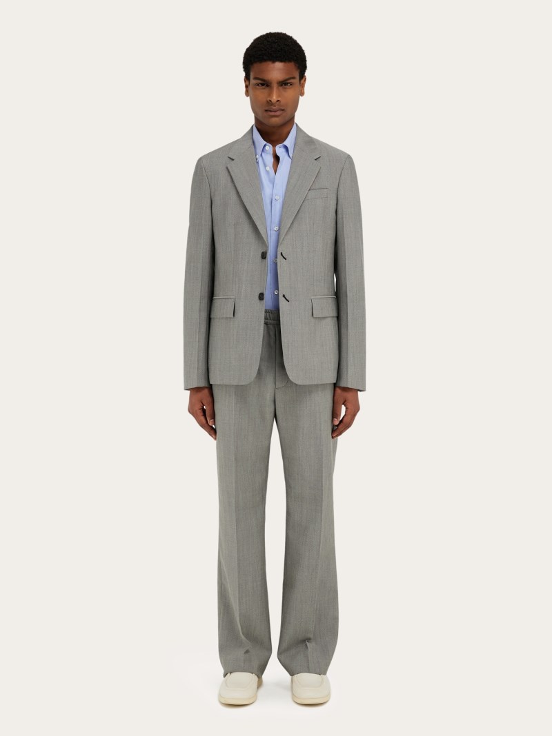 Ferragamo | Men's Single Breasted Blazer - Grey Marl