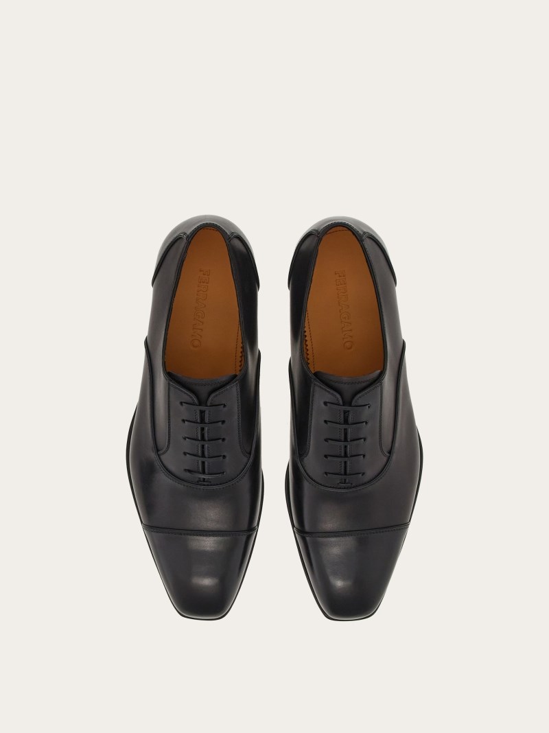 Ferragamo | Men's Tramezza Oxford With Toe Cap - Black