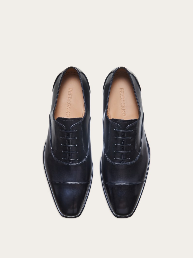 Ferragamo | Men's Tramezza Oxford With Toe Cap - Black