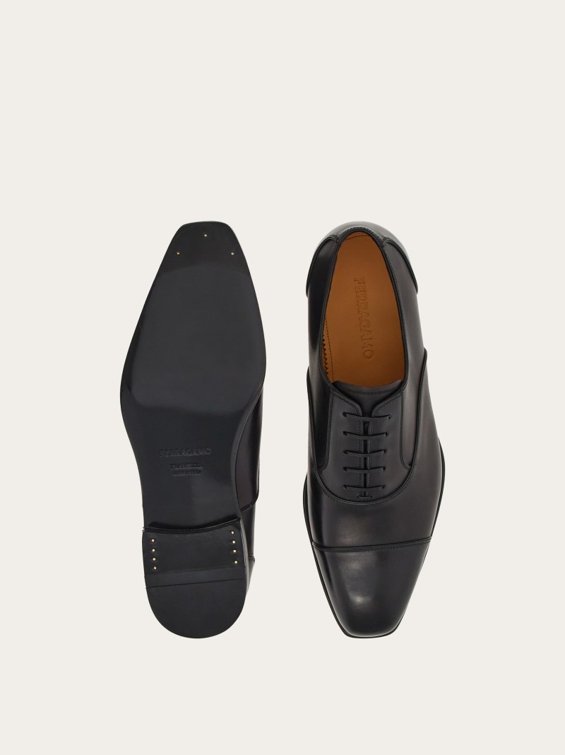 Ferragamo | Men's Tramezza Oxford With Toe Cap - Black