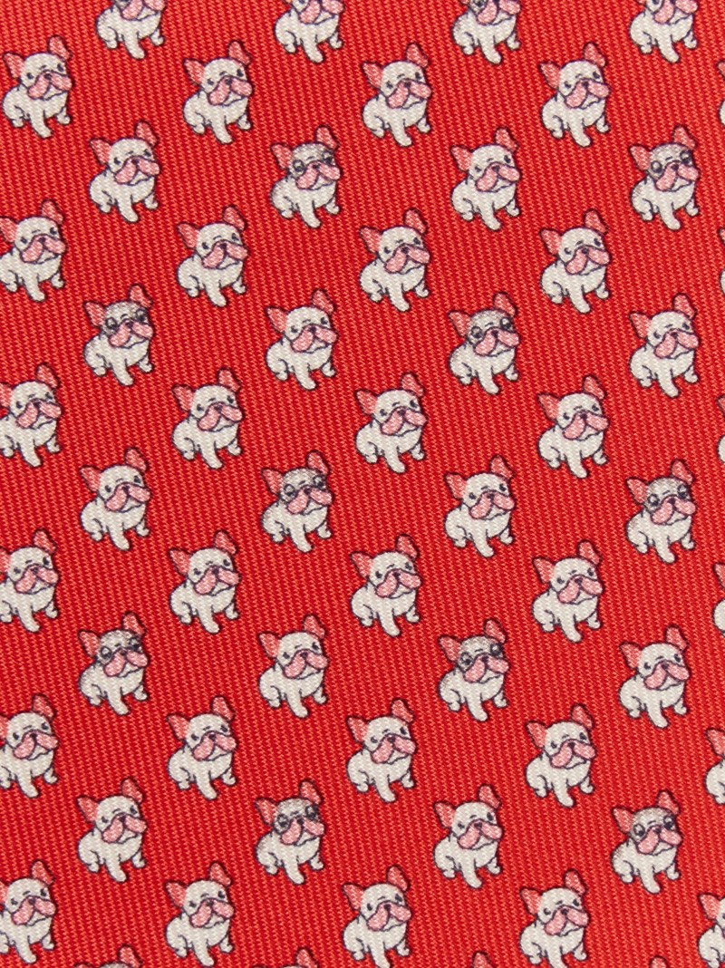 Ferragamo | Men's Bulldog Print Silk Tie - Red