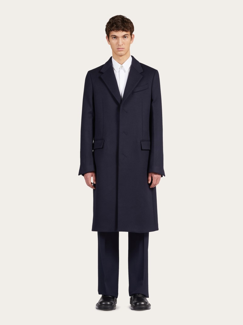 Ferragamo | Men's Flat Front Tailored Trouser - Navy Blue