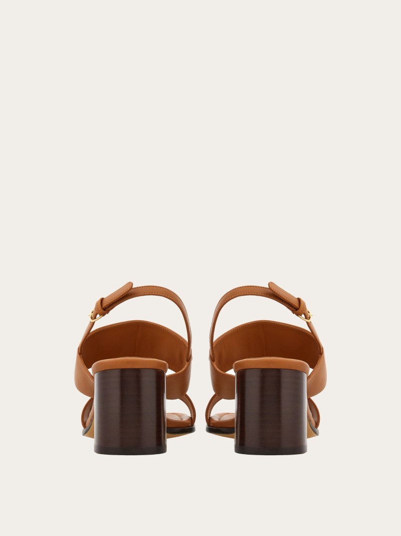 Ferragamo | Women's Sandal With Gancini Ornament - Tan