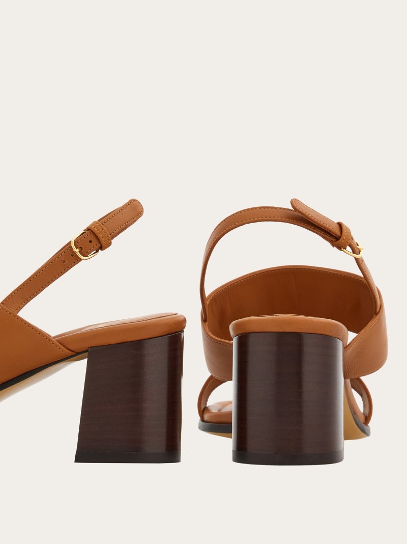 Ferragamo | Women's Sandal With Gancini Ornament - Tan