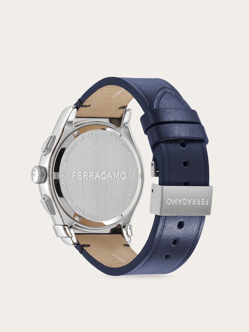 Ferragamo | Men's 1927 Chrono Watch - Steel/Blue