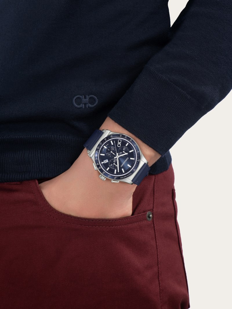 Ferragamo | Men's 1927 Chrono Watch - Steel/Blue