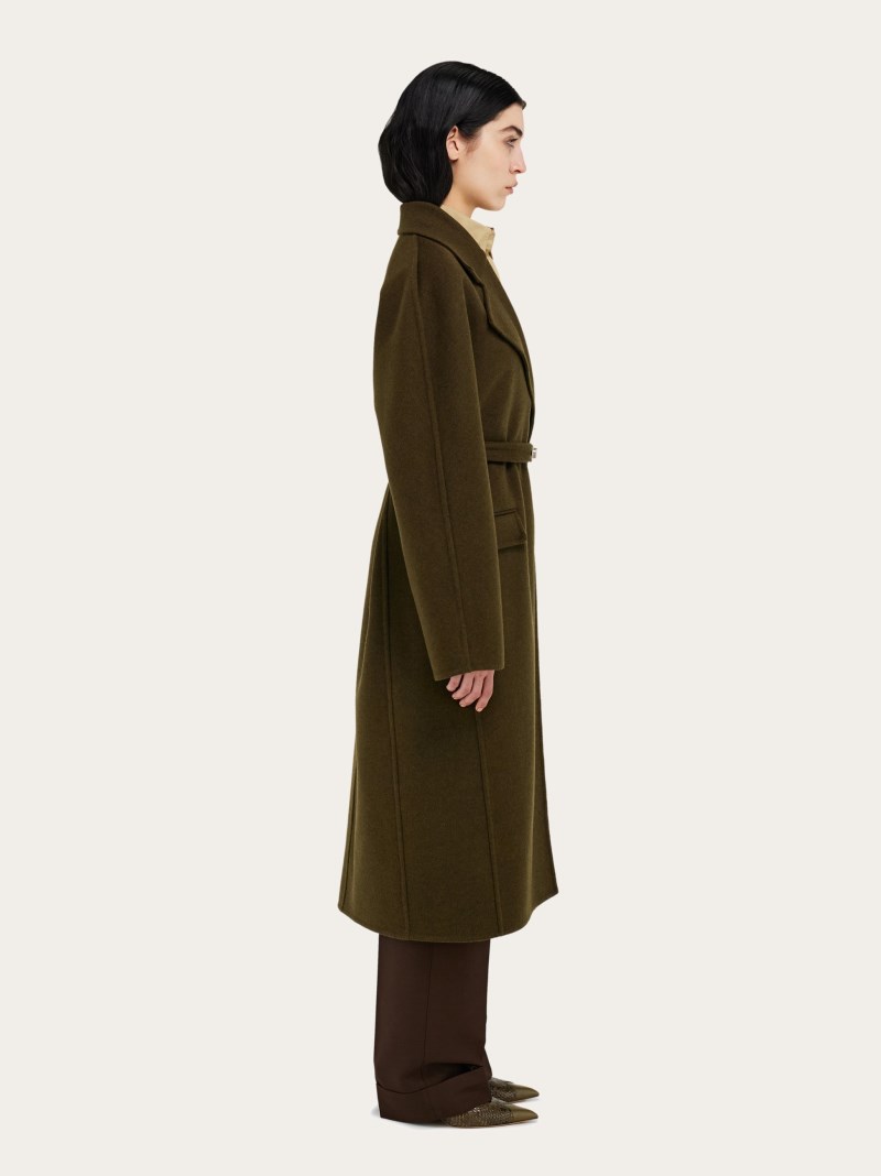 Ferragamo | Women's Single Breasted Coat - Olive Green