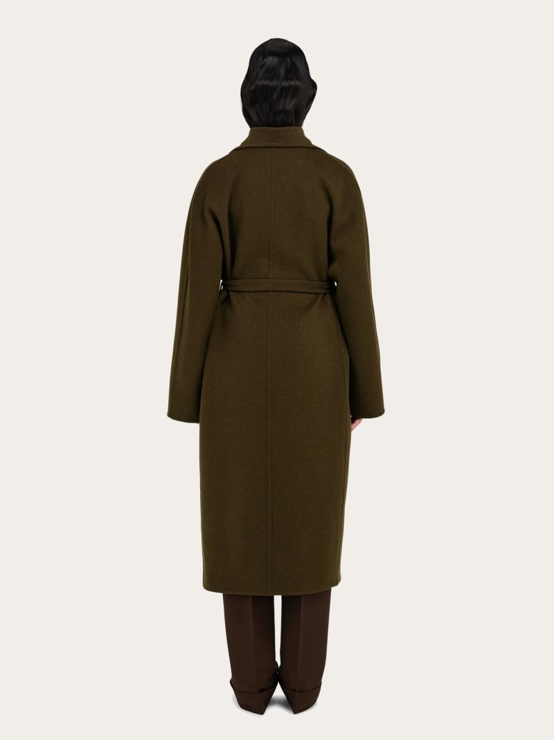 Ferragamo | Women's Single Breasted Coat - Olive Green