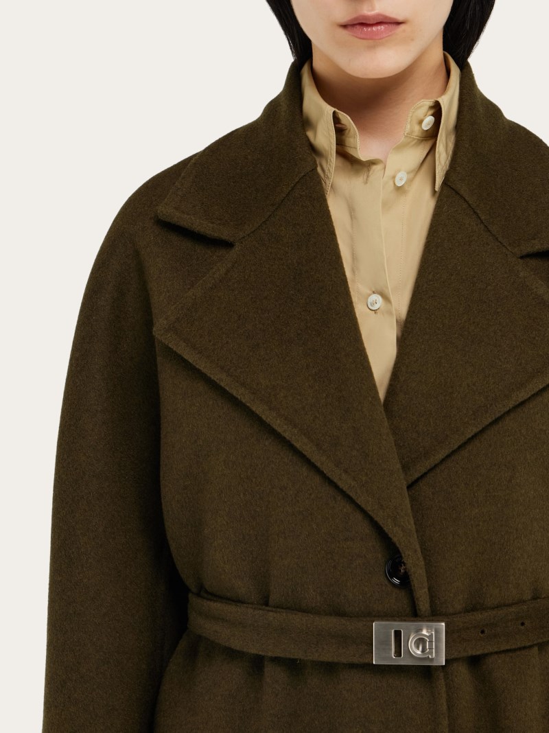 Ferragamo | Women's Single Breasted Coat - Olive Green