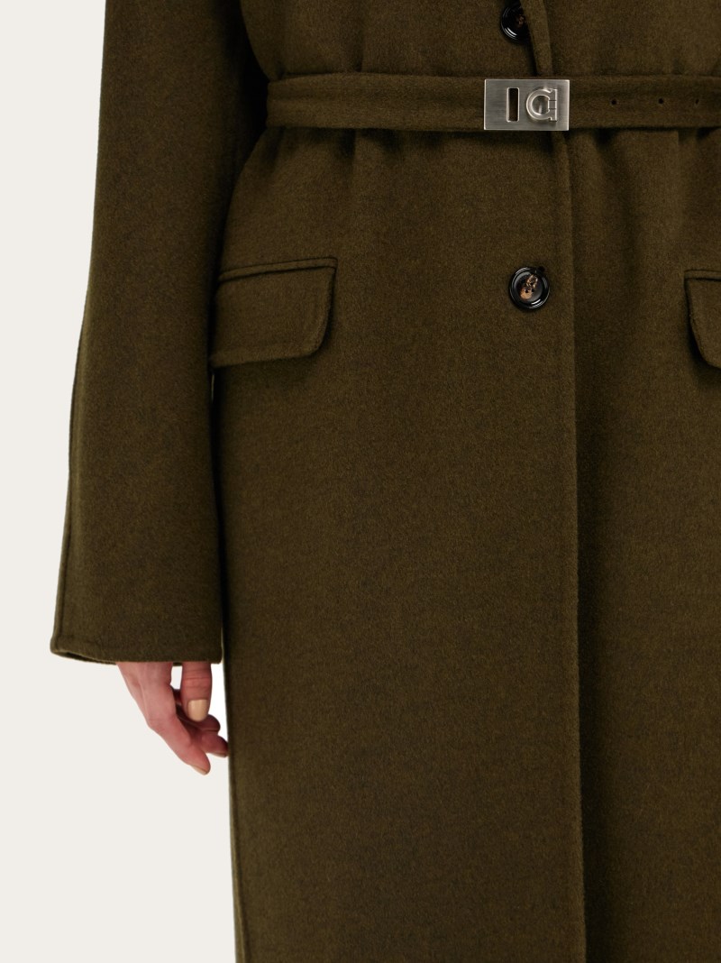 Ferragamo | Women's Single Breasted Coat - Olive Green