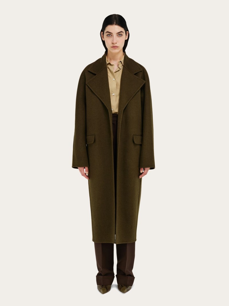 Ferragamo | Women's Single Breasted Coat - Olive Green