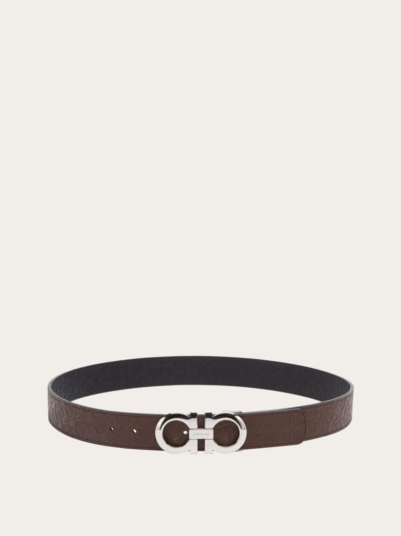 Ferragamo | Men's Reversible And Adjustable Gancini Belt - Tobacco/Black