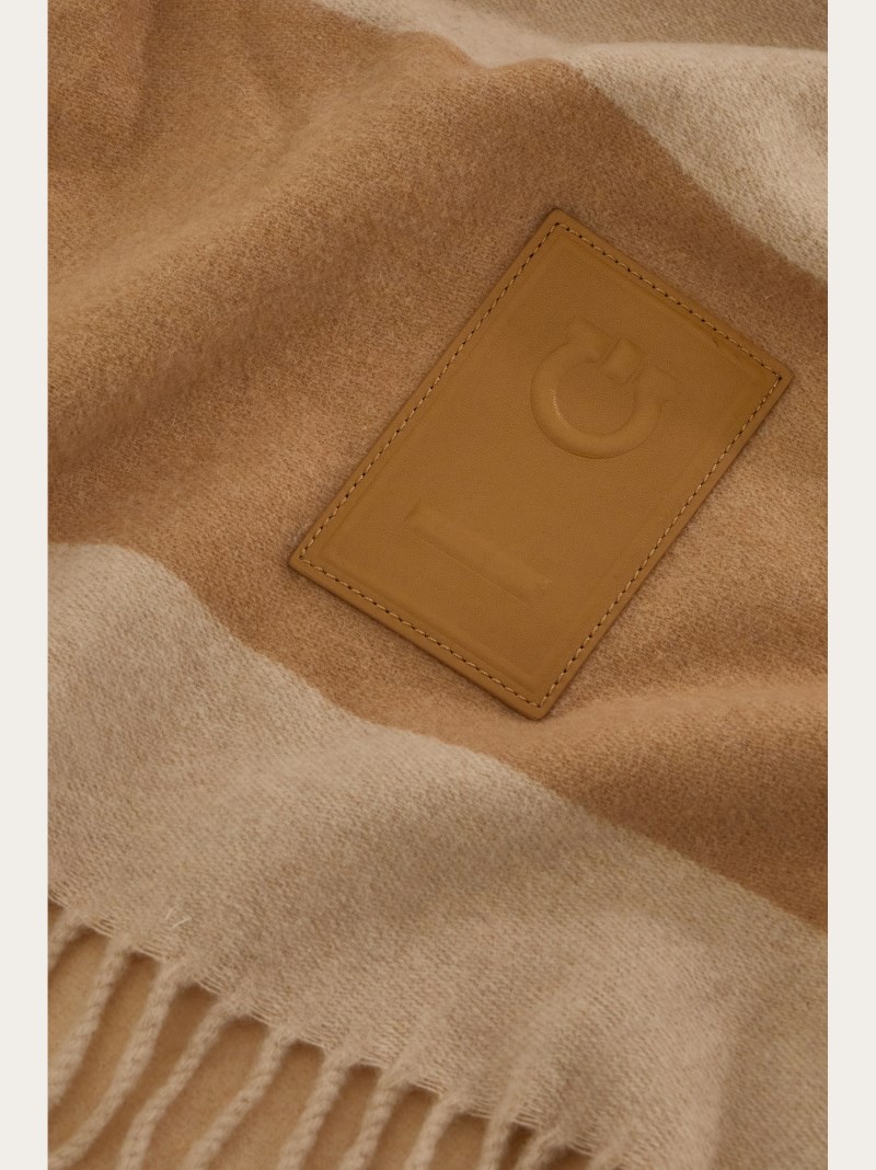 Ferragamo | Women's Fringed Cape - Stone/Camel