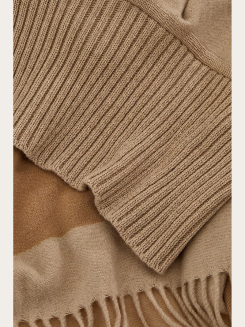 Ferragamo | Women's Fringed Cape - Stone/Camel