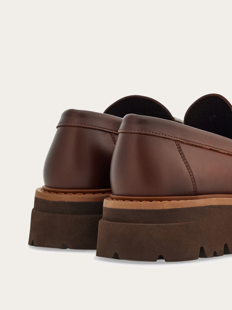 Ferragamo | Men's Moccasin With Gancini Ornament - Brown