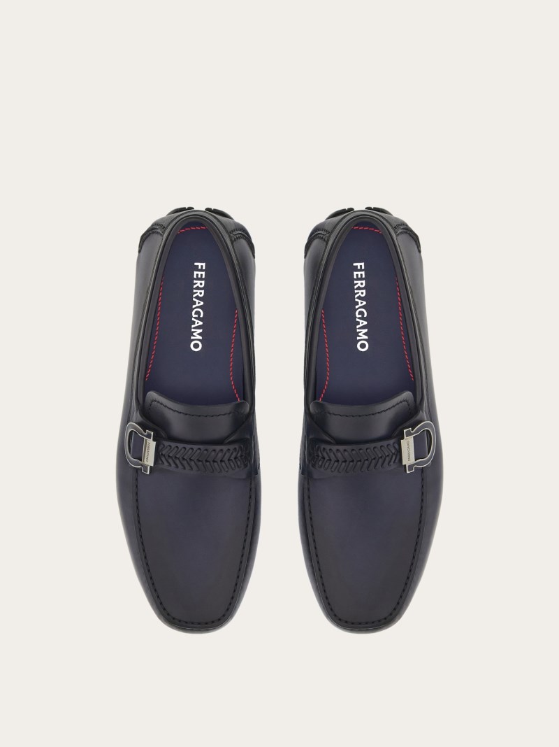 Ferragamo | Men's Driver With Gancini Ornament - Midnight Blue
