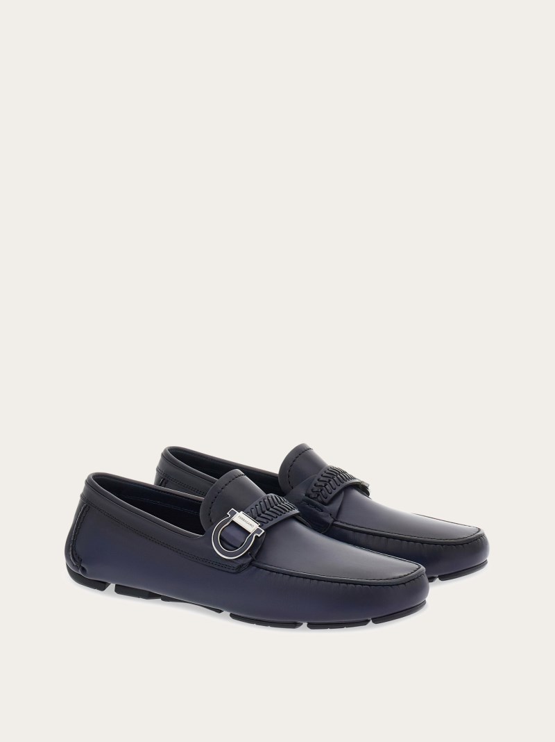 Ferragamo | Men's Driver With Gancini Ornament - Midnight Blue