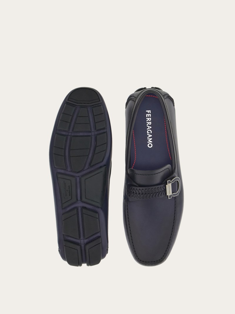 Ferragamo | Men's Driver With Gancini Ornament - Midnight Blue