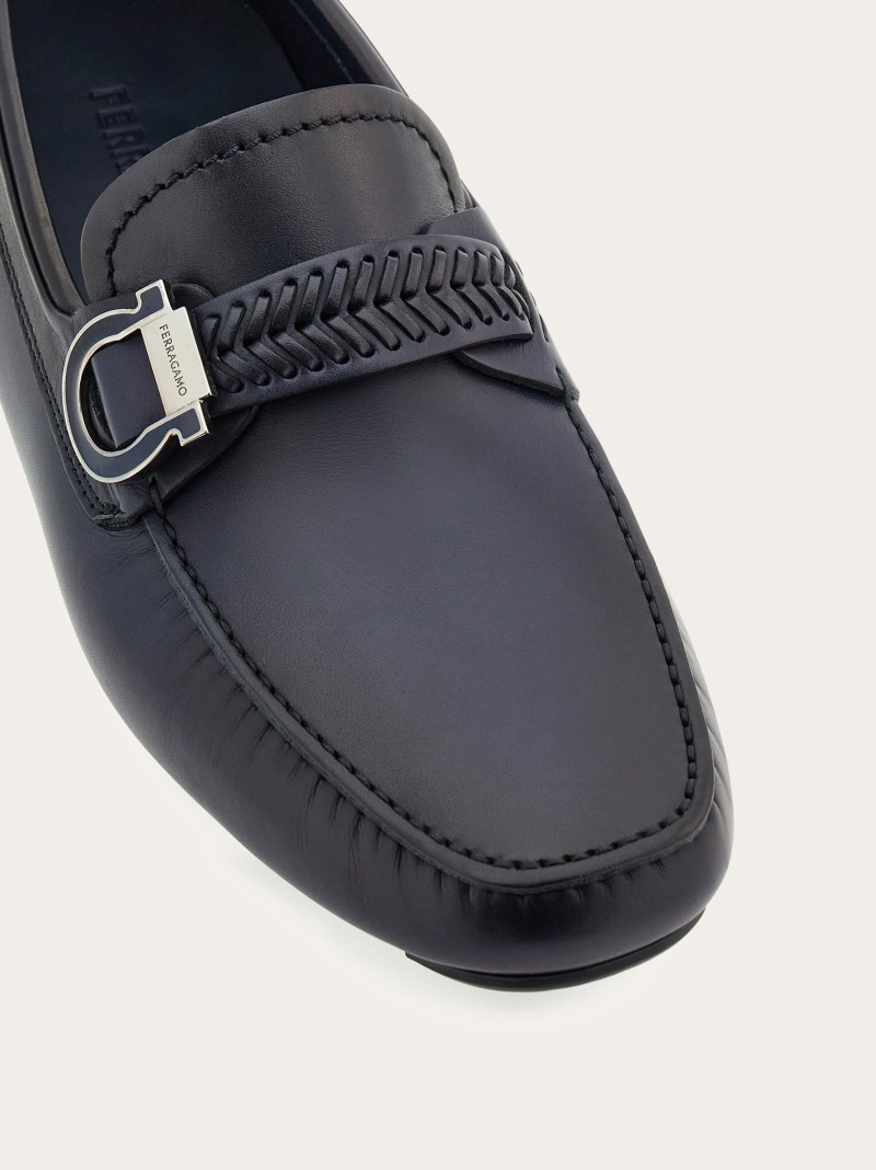 Ferragamo | Men's Driver With Gancini Ornament - Midnight Blue