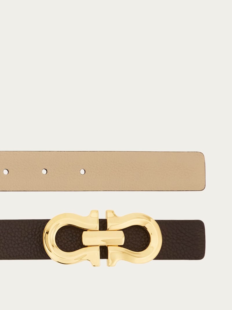 Ferragamo | Women's Reversible Gancini Belt - Testa Di Moro/Stone