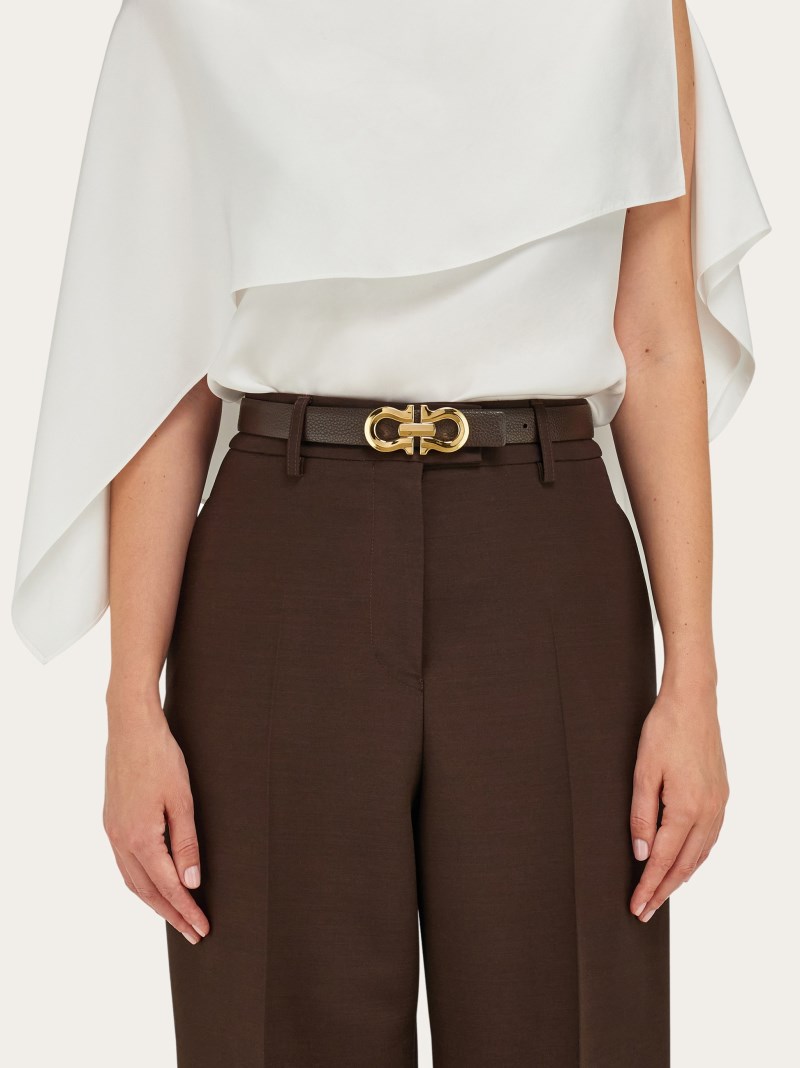 Ferragamo | Women's Reversible Gancini Belt - Testa Di Moro/Stone
