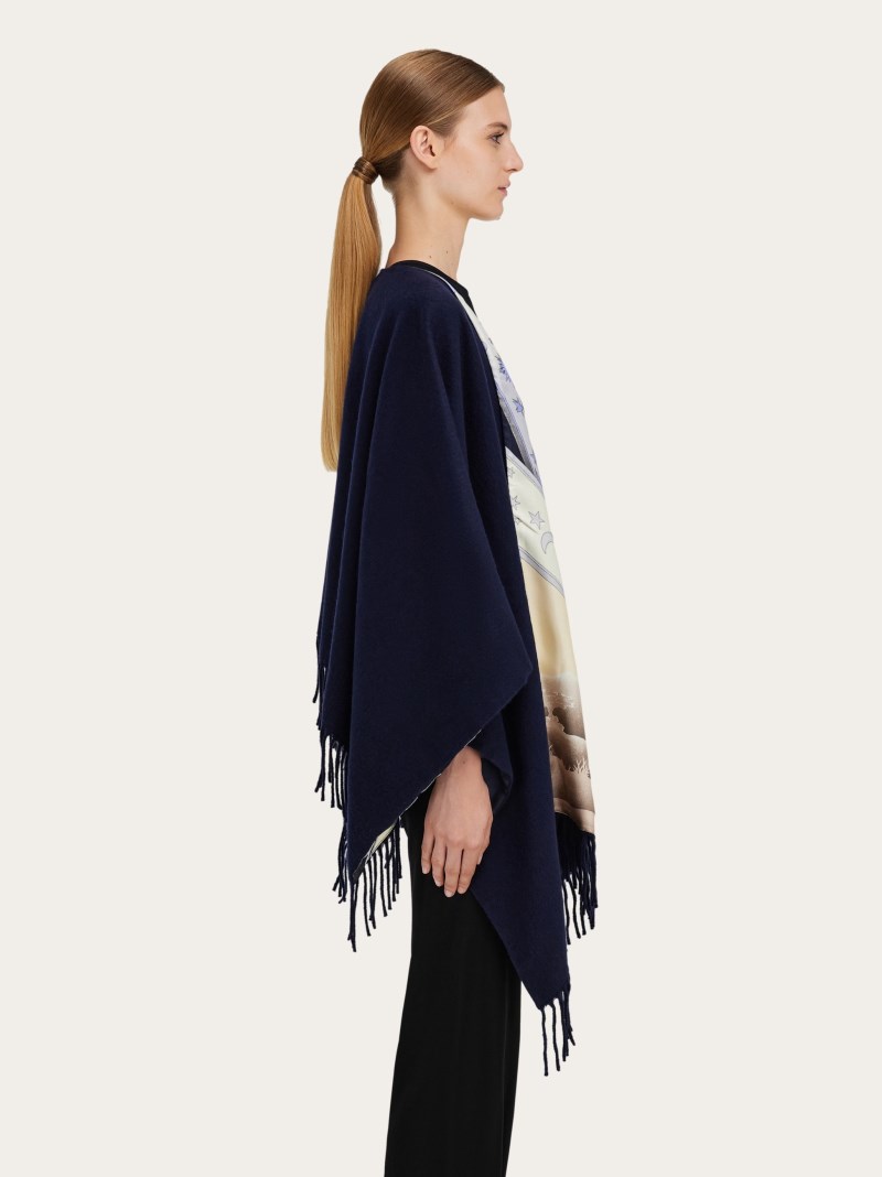 Ferragamo | Women's Day &Amp; Night Print Reversible Cape - Night Blue/Blue