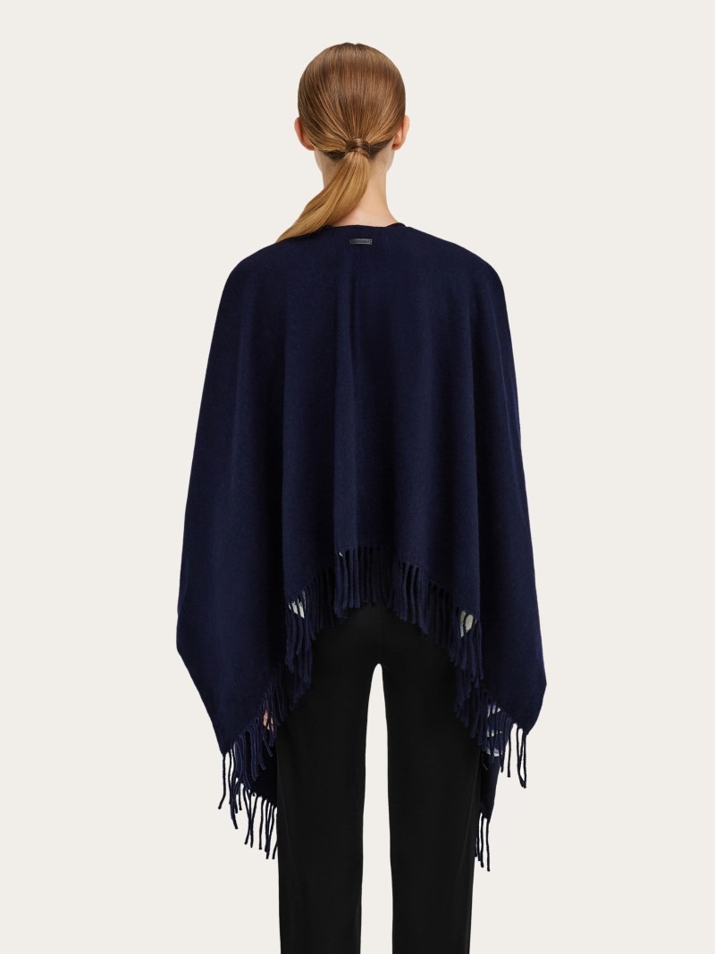 Ferragamo | Women's Day &Amp; Night Print Reversible Cape - Night Blue/Blue