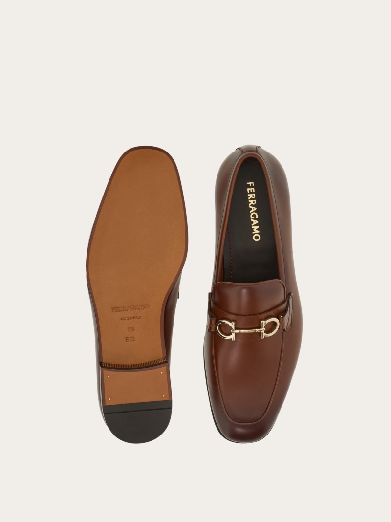 Ferragamo | Men's Moccasin With Gancini Ornament - Brown