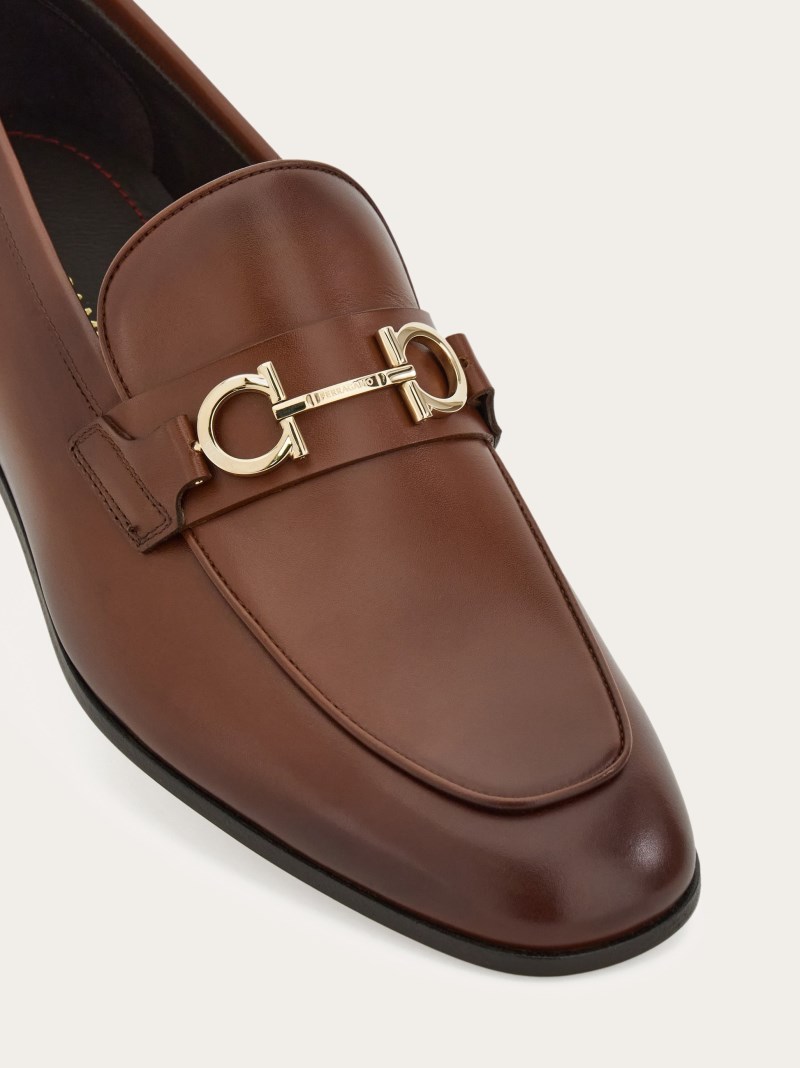 Ferragamo | Men's Moccasin With Gancini Ornament - Brown