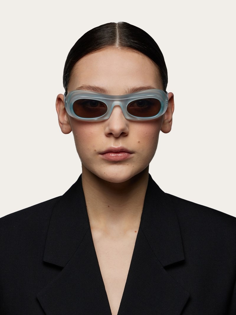 Ferragamo | Men's Sunglasses - Transparent Aqua/Grey