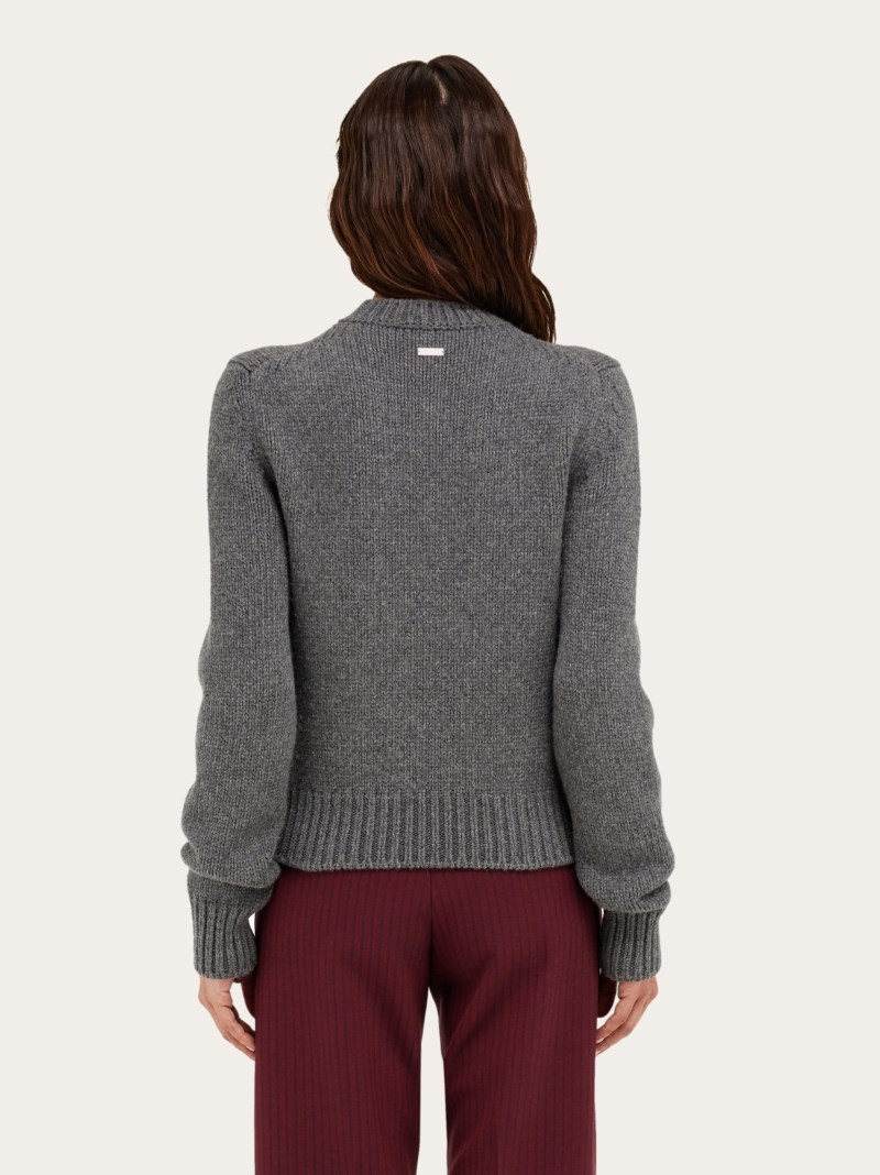 Ferragamo | Women's V-Neck Sweater With Floral Motif - M