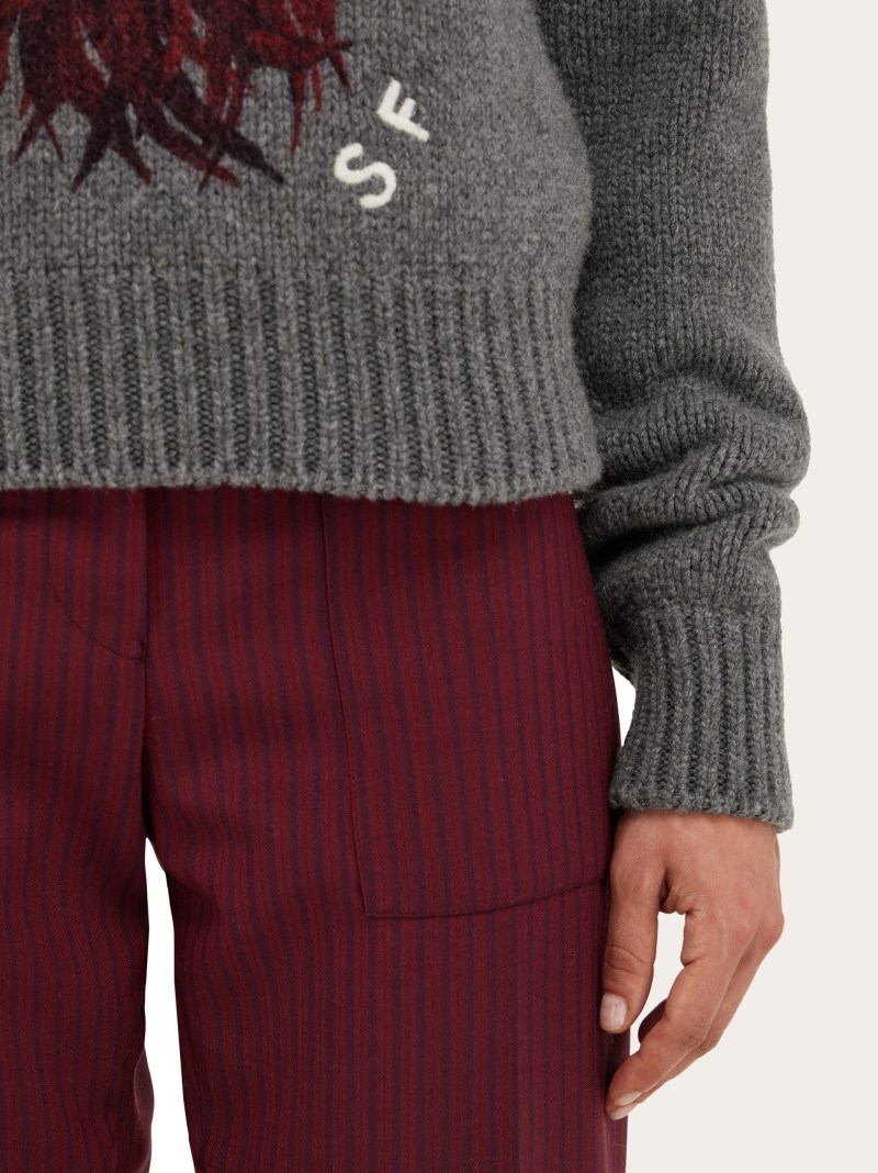 Ferragamo | Women's V-Neck Sweater With Floral Motif - M
