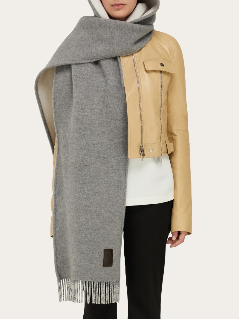 Ferragamo | Women's Hooded Scarf - Grey/Ivory