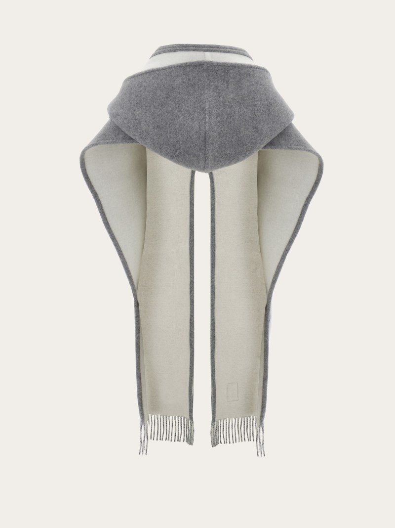 Ferragamo | Women's Hooded Scarf - Grey/Ivory