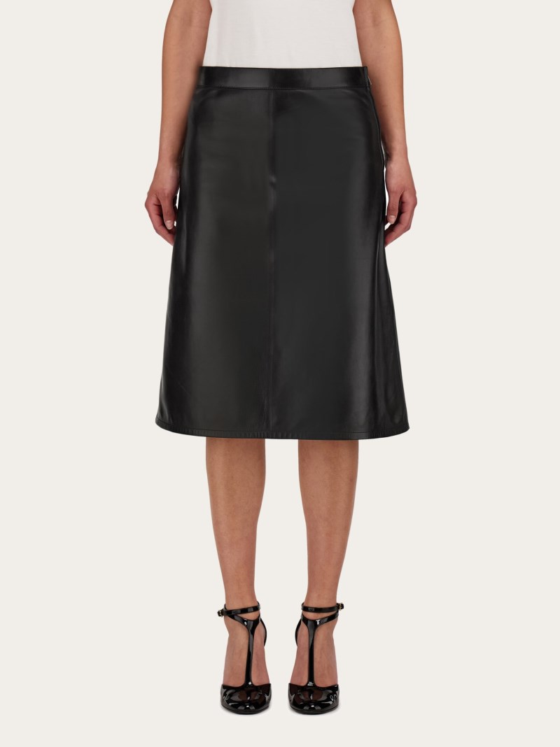Ferragamo | Women's A-Line Midi Suede Skirt - Black