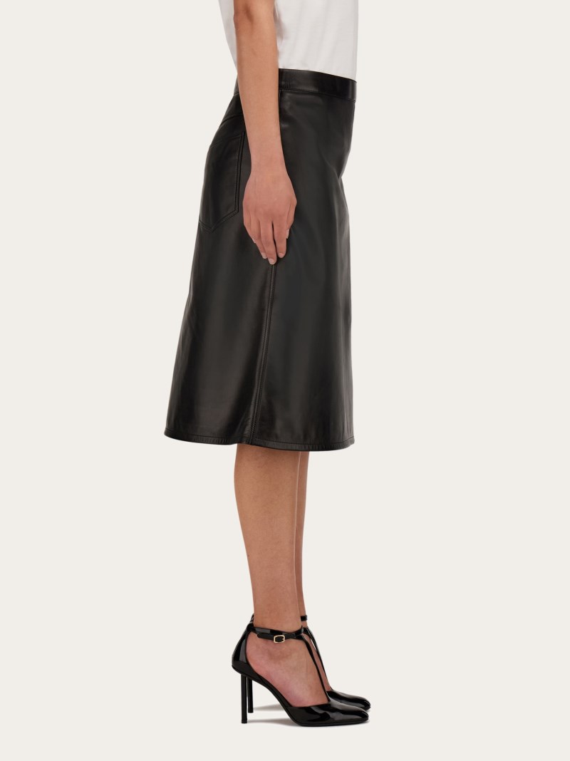 Ferragamo | Women's A-Line Midi Suede Skirt - Black