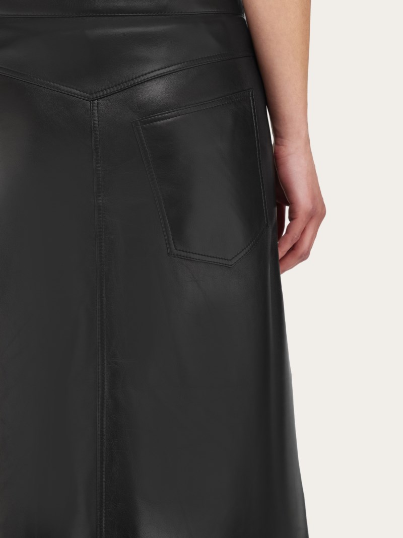 Ferragamo | Women's A-Line Midi Suede Skirt - Black