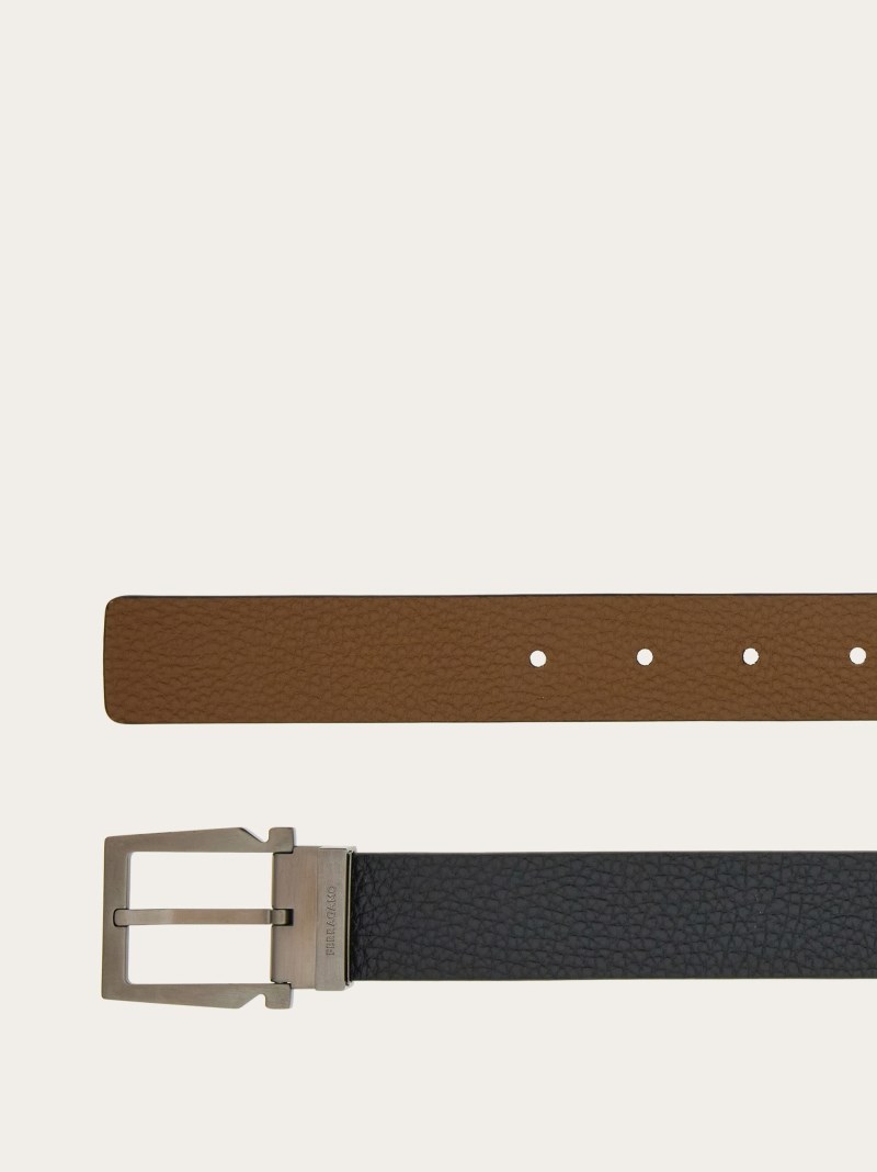 Ferragamo | Men's Reversible And Adjustable Belt - Brown Sugar/Black