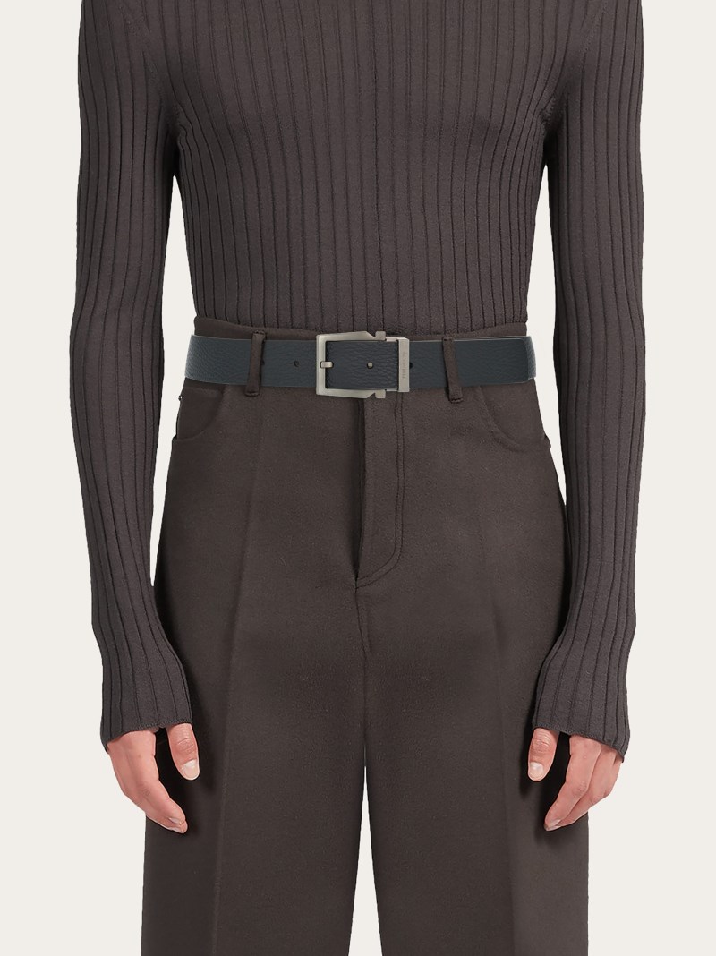 Ferragamo | Men's Reversible And Adjustable Belt - Brown Sugar/Black
