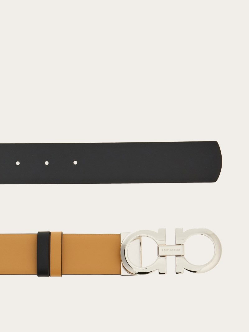 Ferragamo | Women's Reversible And Adjustable Gancini Belt - Light Camel/Black