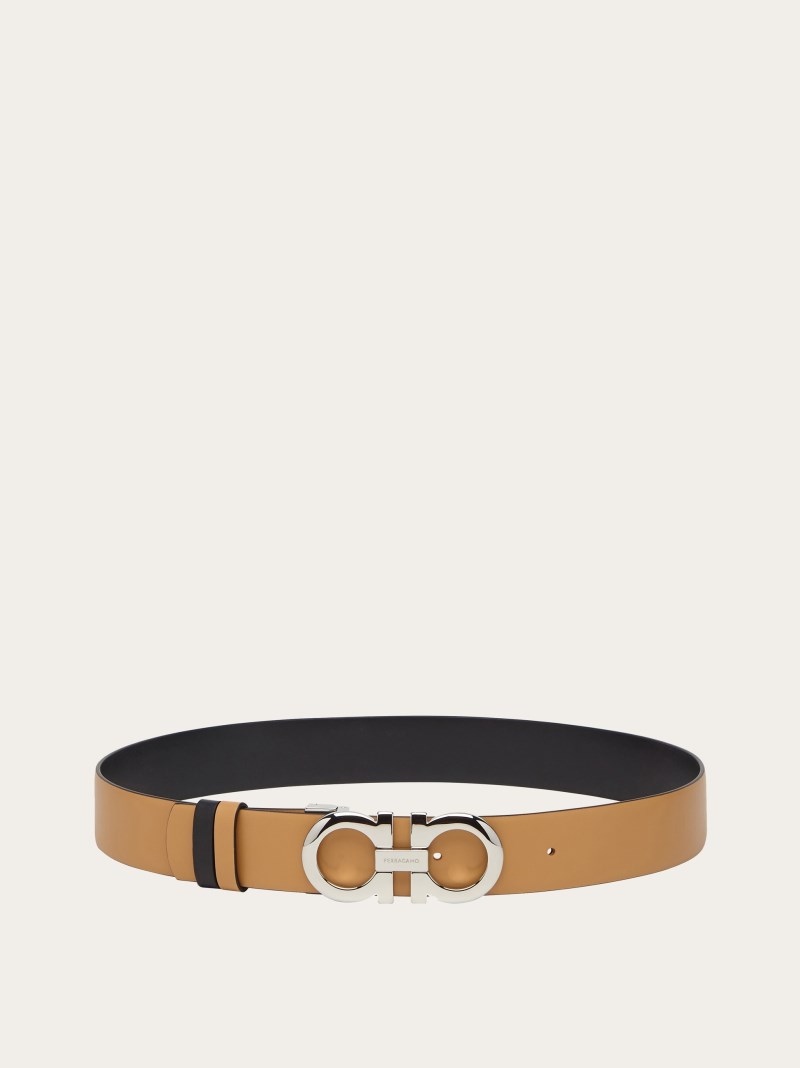 Ferragamo | Women's Reversible And Adjustable Gancini Belt - Light Camel/Black