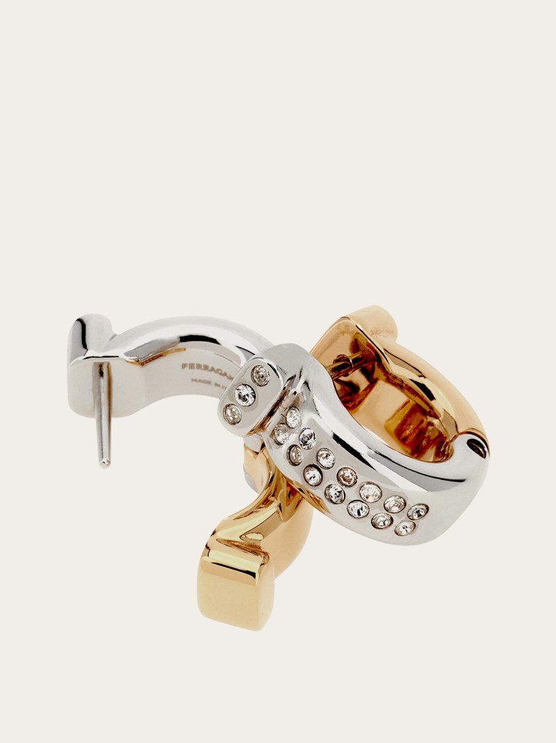 Ferragamo | Women's Gancini Earrings With Crystals - Gold
