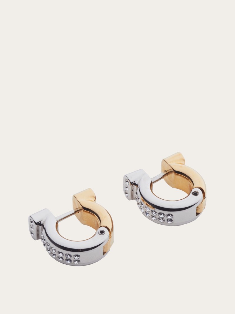 Ferragamo | Women's Gancini Earrings With Crystals - Gold