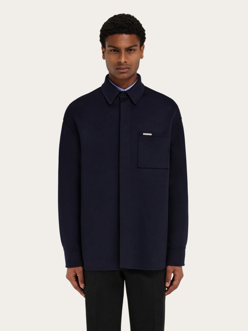 Ferragamo | Men's Cashmere-Blend Overshirt - New Navy Blue
