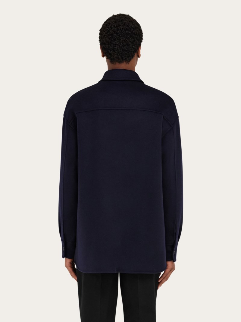 Ferragamo | Men's Cashmere-Blend Overshirt - New Navy Blue