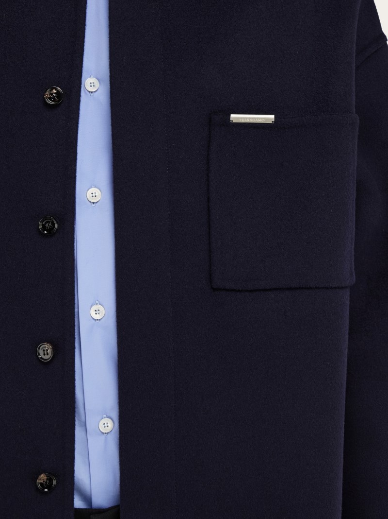 Ferragamo | Men's Cashmere-Blend Overshirt - New Navy Blue