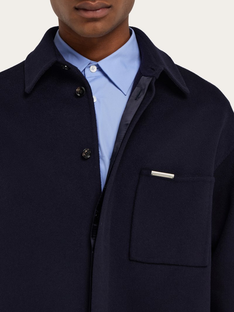 Ferragamo | Men's Cashmere-Blend Overshirt - New Navy Blue
