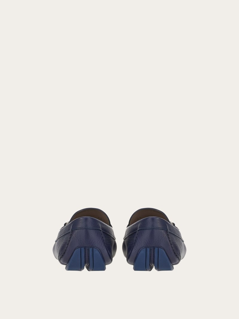 Ferragamo | Men's Driver With Gancini Ornament - Marine Blue